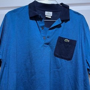Like New Men's Lacoste Polo Shirt Blue Short Sleeve Pocket Sz 7 Alligator Logo